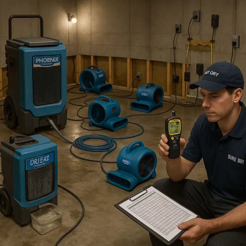 Structural Drying and Dehumidification process in Bridgehampton, NY